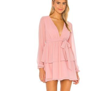MAJORELLE Berkshire ChiffonTiered Mini Dress Blush